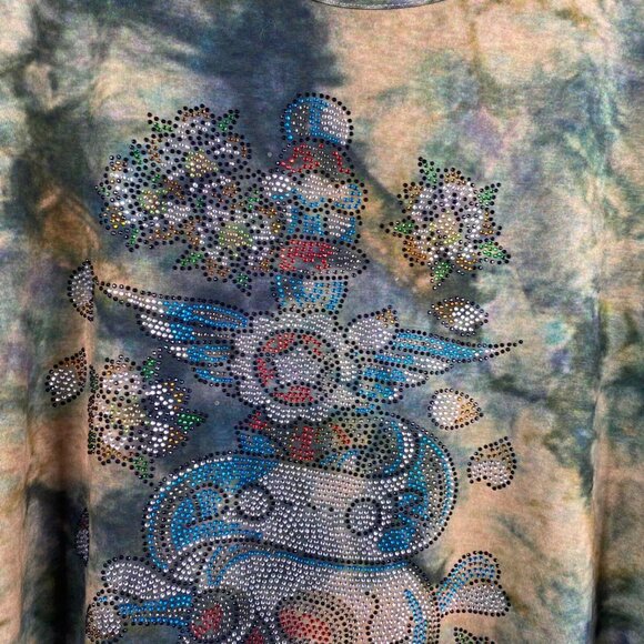 Daniel Benjamin Top Women's Multicolor Sz XL Bling Skull Watercolor Do or Die - Picture 5 of 8